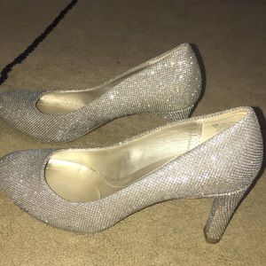Sparkly metallic kitten heels